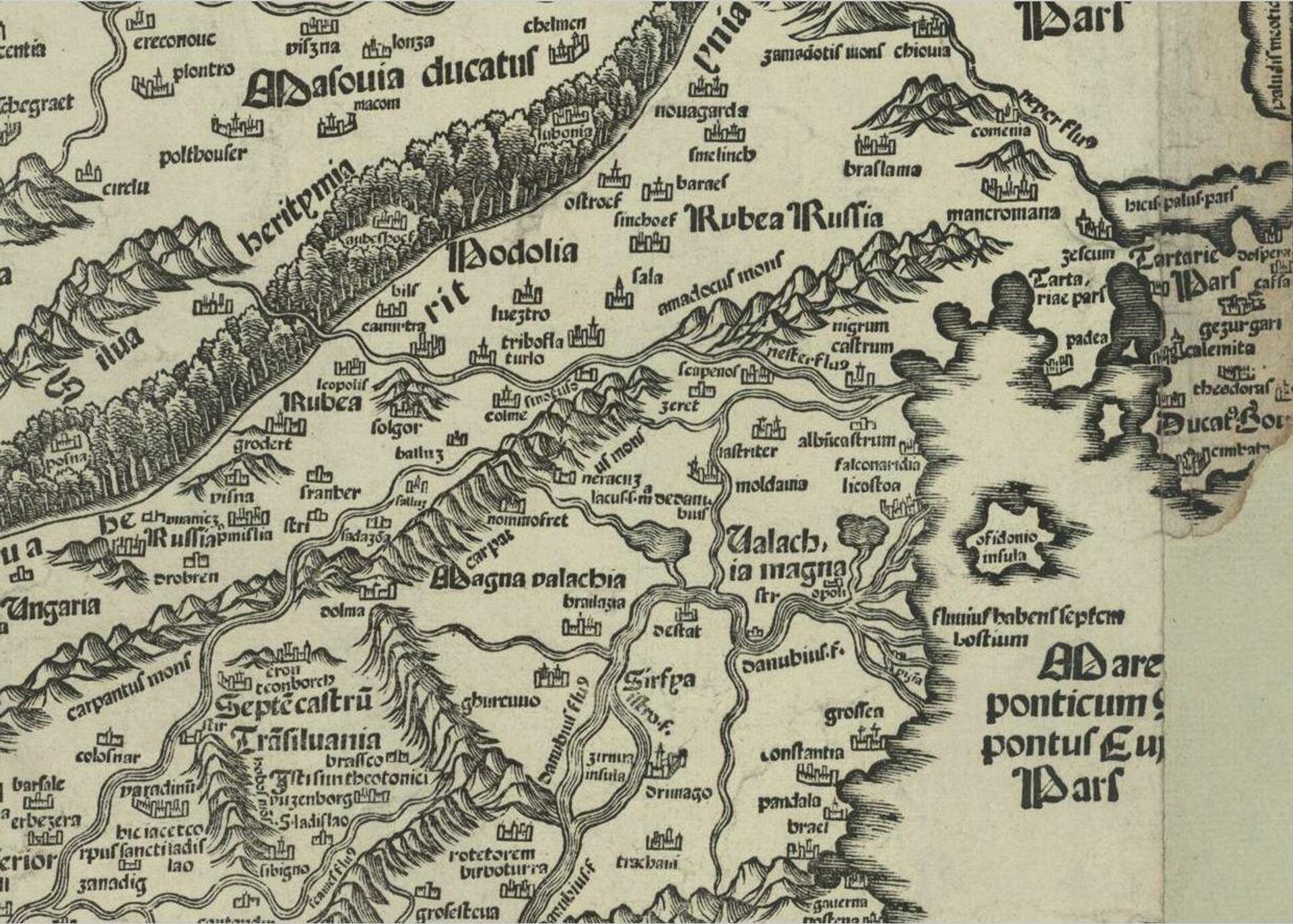 Молдавия указана на итальянской карте  первой половины 16 века как Великая Валахия - Valachia Magna. - Sputnik Молдова, 1920, 26.12.2021