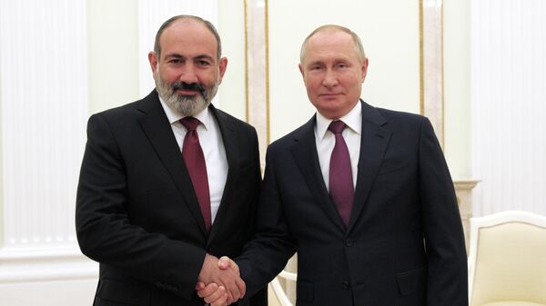 Встреча президента РФ В. Путина с премьер-министром Армении Н. Пашиняном - Sputnik Молдова