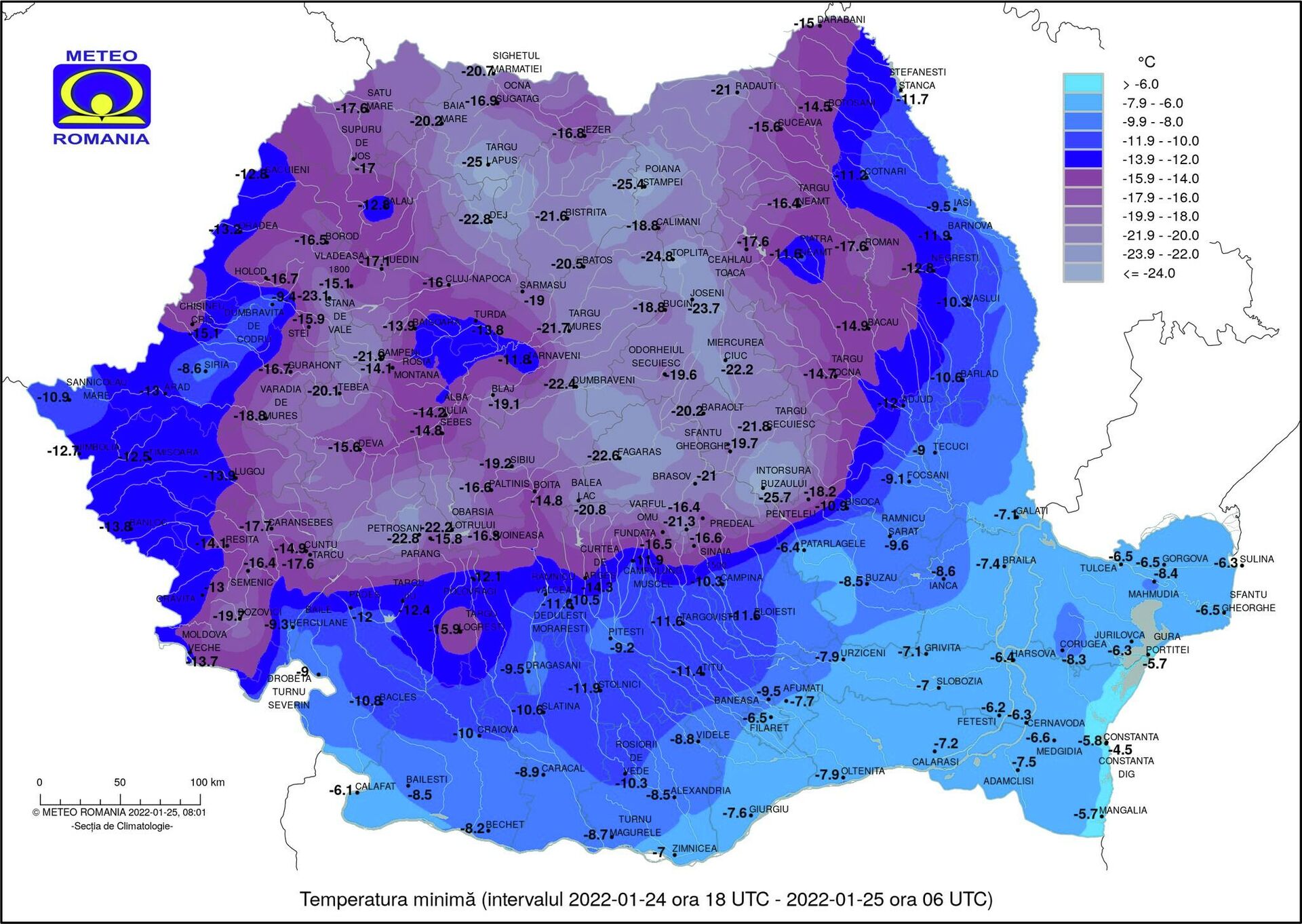 Temperatura minimă în România în noaptea din 24 spre 25 ianuarie - Sputnik Moldova-România, 1920, 25.01.2022