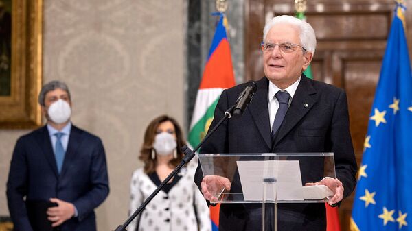 Президент Италии Серджо Маттарелла после переизбрания в Риме  - Sputnik Молдова