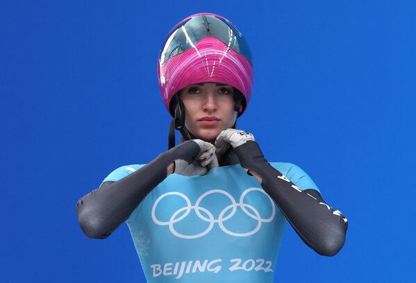 Jocurile Olimpice de la Beijing 2022 - În imagine este surprinsă sportiva Comitetului Olimpic Rus Yulia Kanakina în timpul repetițiilor pentru proba Scheleton - Antrenament are loc la Centrul național de alunecare, Beijing, China - 8 februarie - Sputnik Moldova