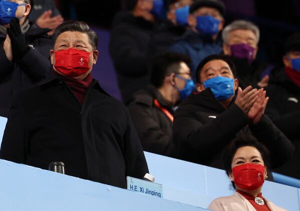 Jocurile Olimpice de la Beijing 2022 - Ceremonia de încheiere - Stadionul Național, Beijing, China - 20 februarie 2022. Președintele Chinei Xi Jinping este văzut în timpul ceremoniei de încheiere. - Sputnik Moldova-România