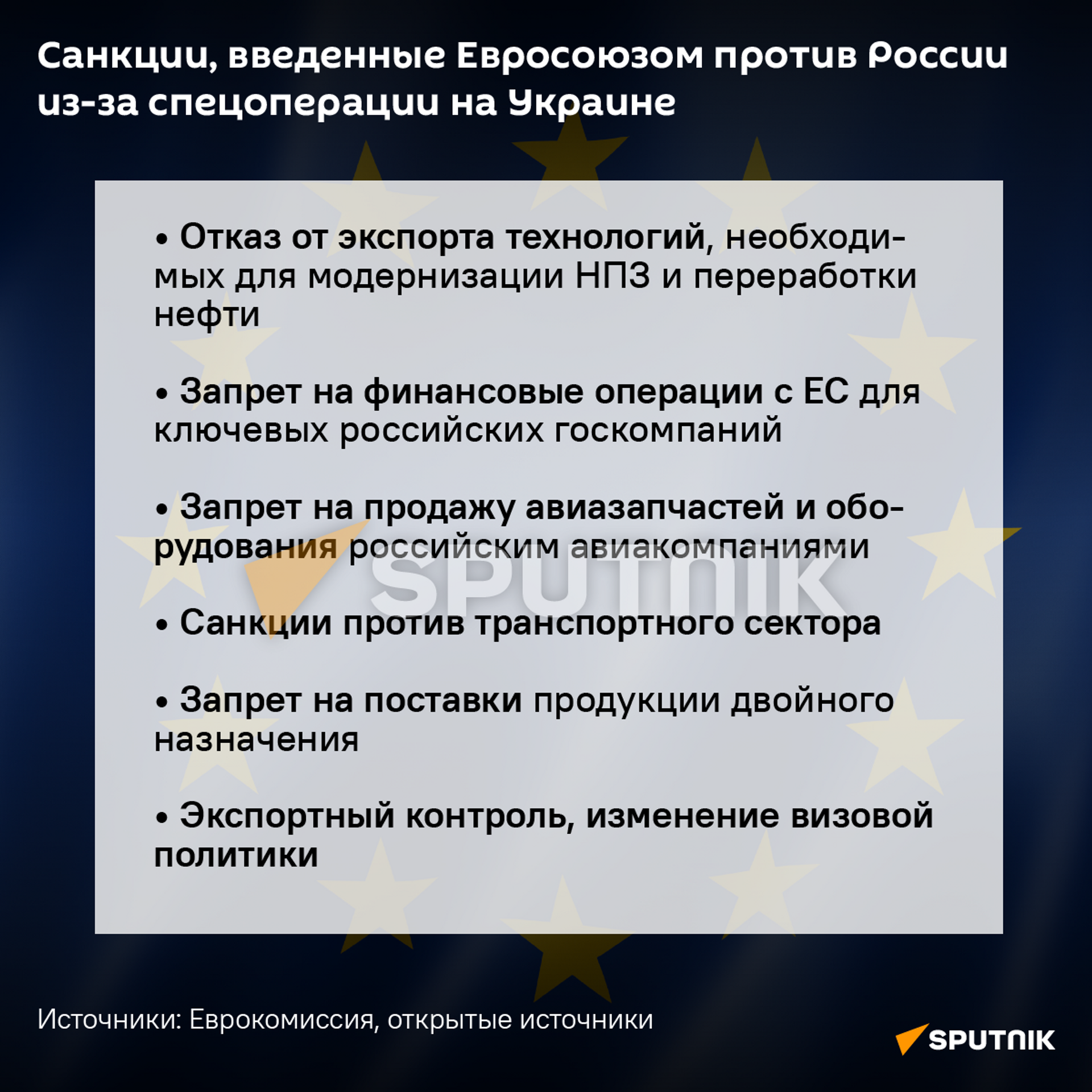 Санкции со стороны Евросоюза - Sputnik Молдова, 1920, 26.02.2022