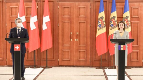 Президент Молдовы Майя Санду и президент Швейцарской конфедерации Иньяцио Касис - Sputnik Молдова