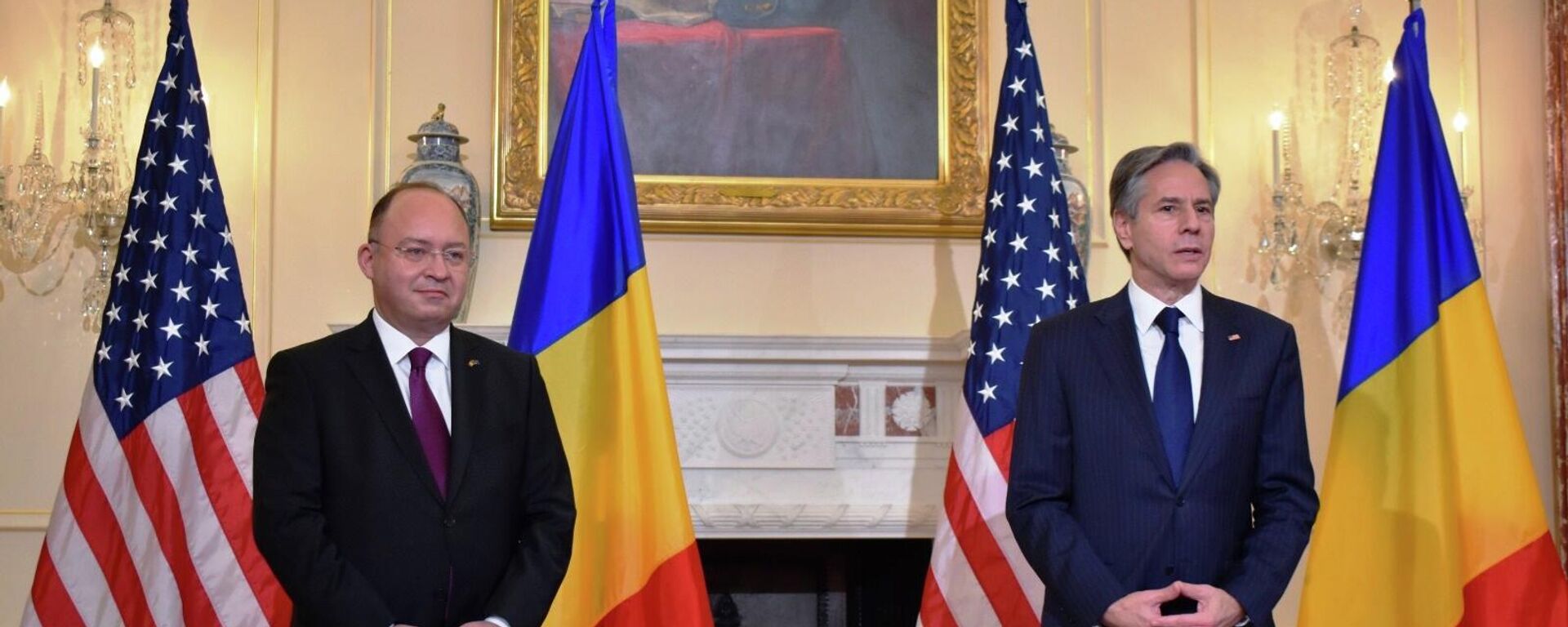 Ministrul afacerilor externe Bogdan Aurescu cu secretarul de stat al SUA, Antony Blinken - Sputnik Moldova, 1920, 28.02.2023