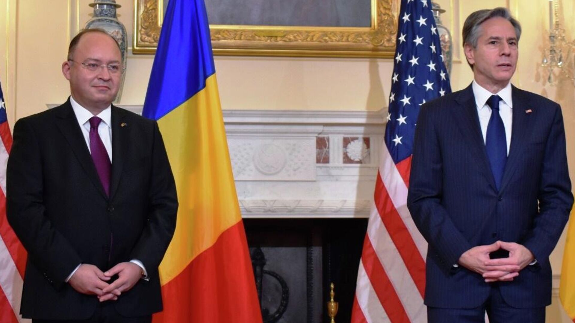 Ministrul afacerilor externe Bogdan Aurescu cu secretarul de stat al SUA, Antony Blinken - Sputnik Moldova, 1920, 28.02.2023