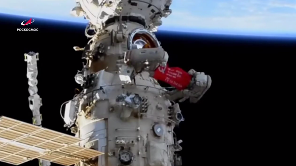В открытом космосе российские космонавты развернули Знамя Победы в ВОВ - Sputnik Молдова