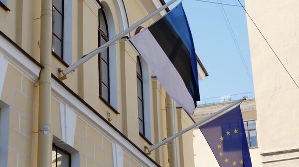 Steagurile Estoniei și ale Uniunii Europene - Sputnik Moldova-România