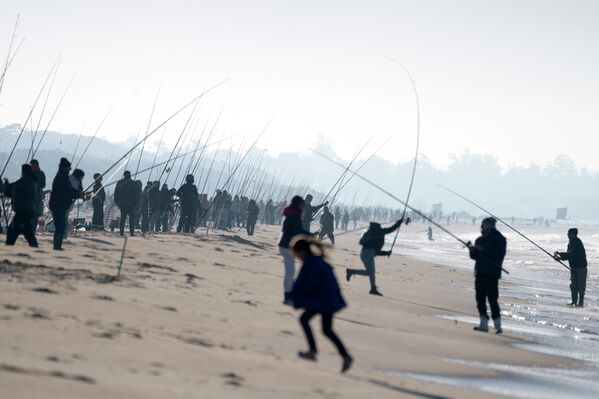 Рыбаки в соревнованиях по рыбной ловле Бротола на пляже Лас-Тоскас, Уругвай. - Sputnik Молдова