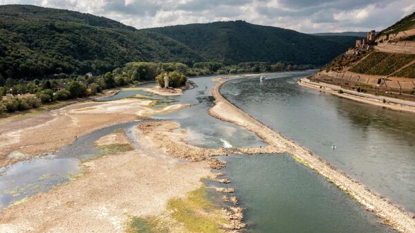 Сильно обмелевшая после длительного периода засухи немецкая река Рейн в районе города Бинген. - Sputnik Молдова