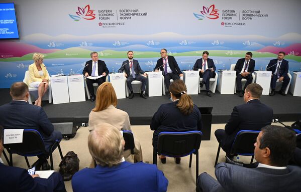 Participanți la sesiunea „Electroenergetica Extremului Orient: extinderea zonei de formare a prețurilor concurențiale și integrare a Rusiei cu CEE” la Forumul Economic Estic de la Vladivostok. - Sputnik Moldova-România