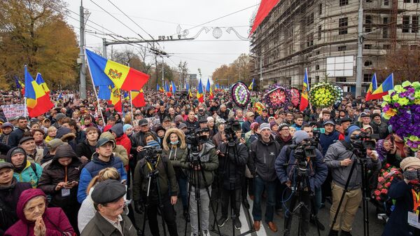 Массовый протест в Кишиневе: весь день за 2 минуты и 10 секунд - Sputnik Молдова