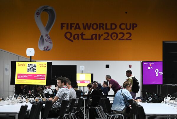 Centrul de presă oficial al organizatorilor Cupei Mondiale FIFA 2022 de la Doha. - Sputnik Moldova-România