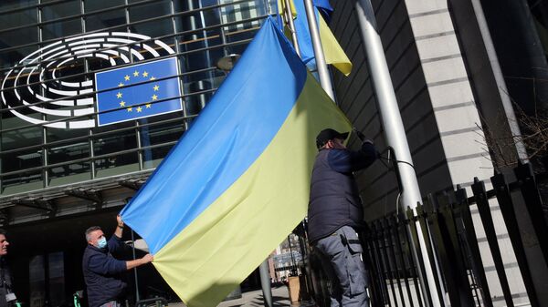Drapelul Ucrainei arborat la Parlamentul European - Sputnik Moldova