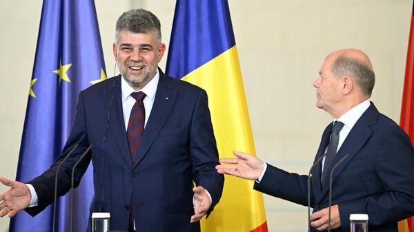 Premierul României Marcel Ciolacu și Cancelarul Germaniei, Olaf Scholz - Sputnik Moldova