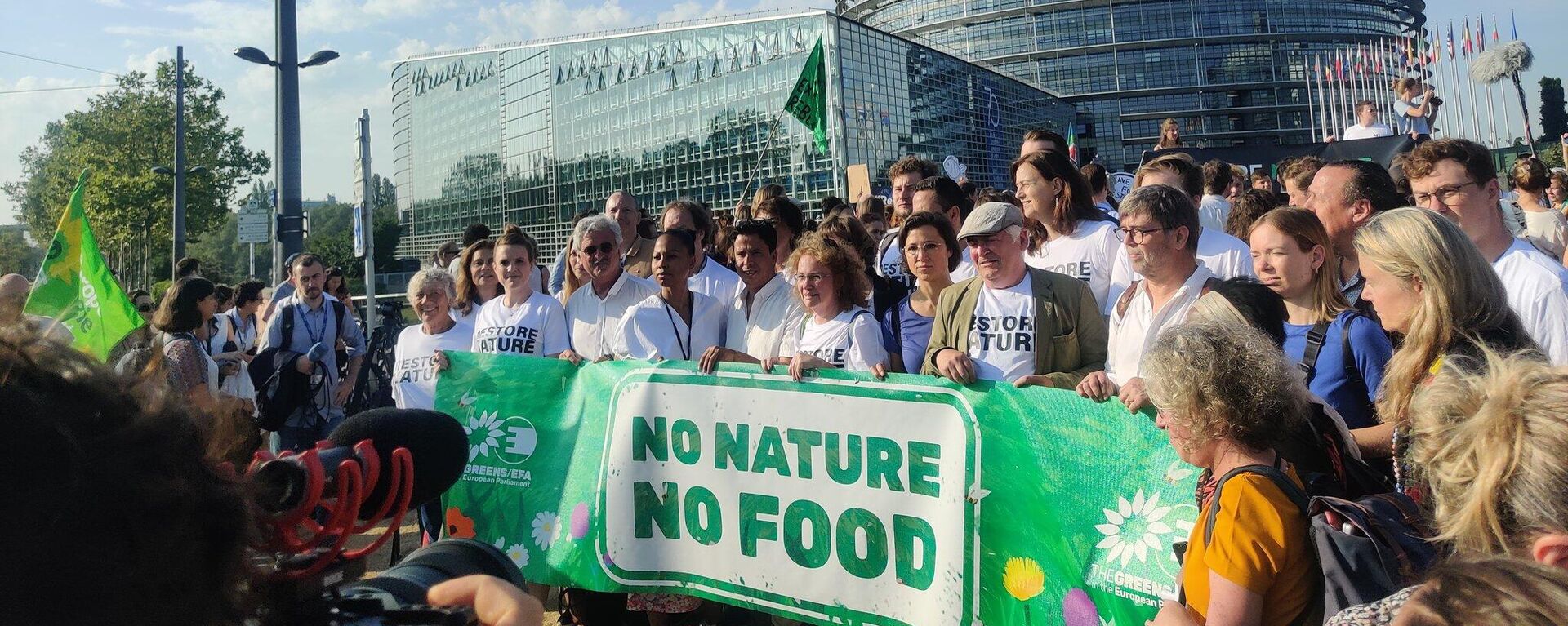Organizații de fermieri și activiști ecologiști au protestat în fața Parlamentului European  pe 11 iulie 2023 - Sputnik Moldova, 1920, 12.07.2023
