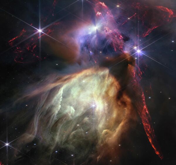 Рождение звезды в комплексе облаков ρ Змееносца, запечатленное телескопом Джеймса Уэбба. - Sputnik Молдова