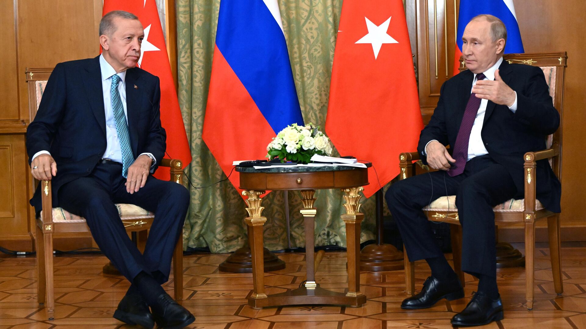 Президент РФ В. Путин провел переговоры с президентом Турции Р. Т. Эрдоганом - Sputnik Moldova, 1920, 05.09.2023
