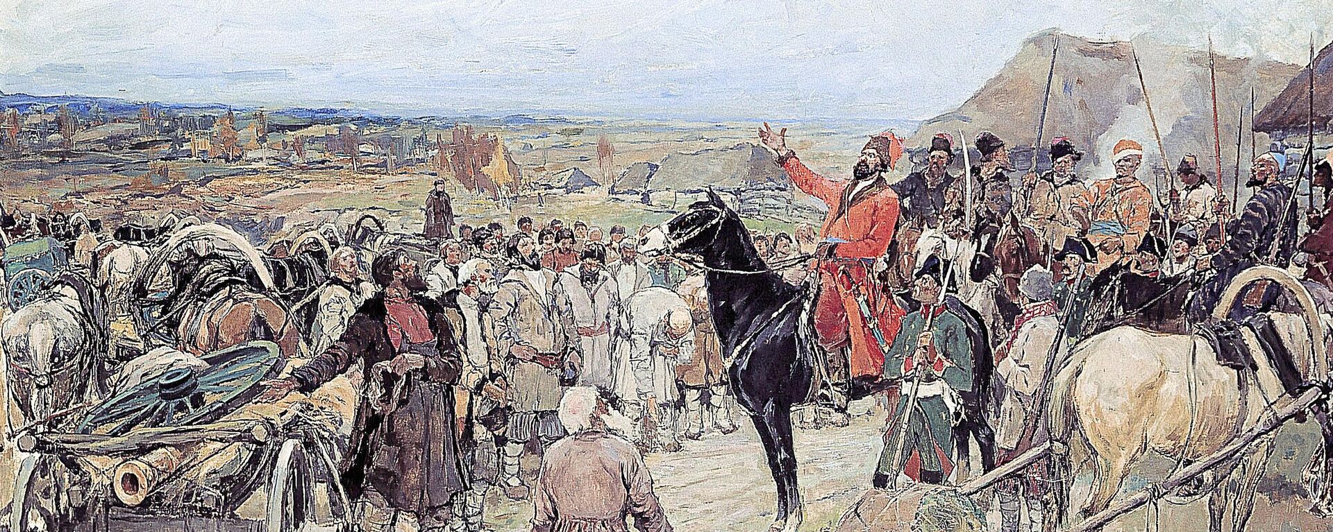 В 1775 году была проведена. Восстание под предводительством Емельяна Пугачева картины. Крестьянский бунт Емельяна Пугачева.