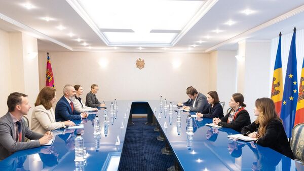 Президент Молдовы Майя Санду на встрече с представителями Европейской сети организаций по наблюдению за выборами (ENEMO) - Sputnik Молдова