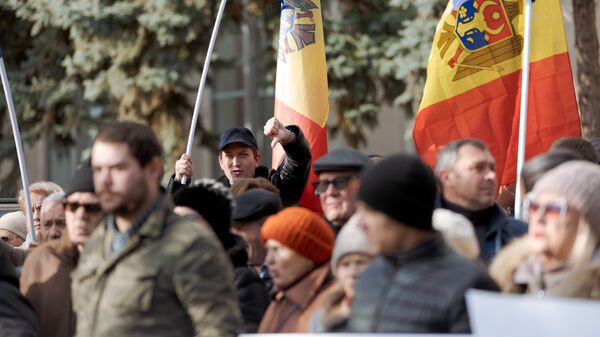 Антиправительственный протест БКС перед зданием правительства в Кишиневе - Sputnik Молдова