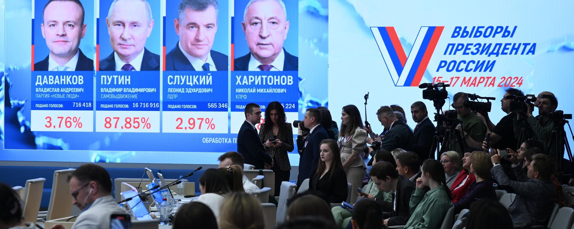 Предварительные результаты: Владимир Путин набирает более 87 процентов голосов - Sputnik Молдова, 1920, 18.03.2024