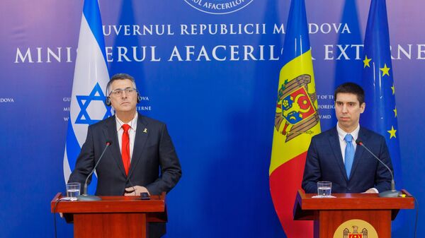 Ministrul afacerilor externe al Republicii Moldova, Mihai Popșoi și ministrul afacerilor externe al Statului Israel, Gideon Sa’ar - Sputnik Moldova