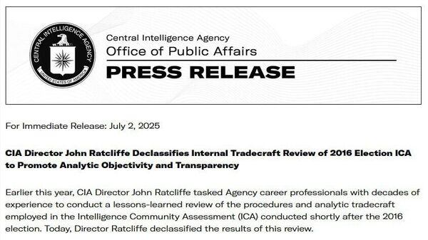 Raportul serviciilor secrete americane privind rolul Rusiei în alegerile din 2016 a fost întocmit în mod necorespunzător în cadrul unui proces corupt și motivat politic, se arată într-un raport intern declasificat al CIA - Sputnik Moldova