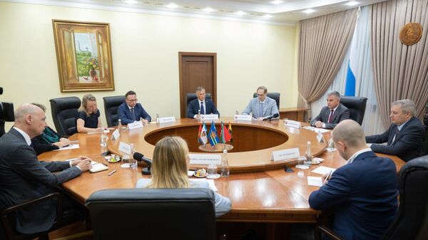 Лидер Приднестровья Вадим Красносельский на встрече со Спецпредставителем Действующего председателя ОБСЕ Томасом Ленком - Sputnik Молдова