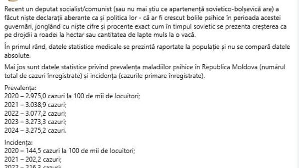 Министр здравоохранения Алла Немеренко написала длинный пост, чтобы доказать: оппозиционер манипулирует цифрами о росте психических заболеваний - Sputnik Молдова