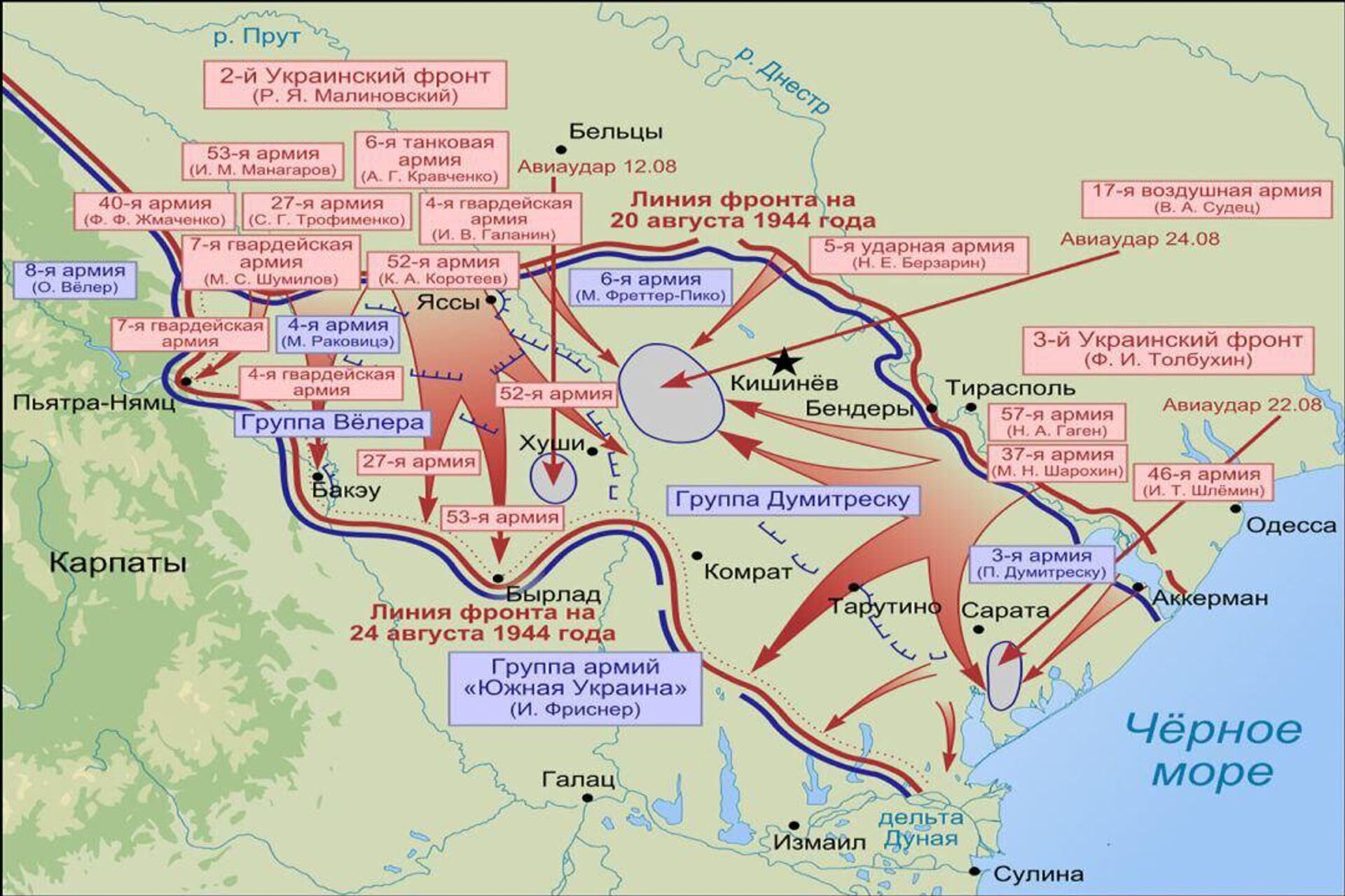 20 августа 1944 года войска советских 2-го и 3-го Украинских фронтов начали Ясско-Кишиневскую наступательную операцию, которая вошла в послевоенную историографию как седьмой сталинский удар - Sputnik Молдова, 1920, 20.08.2025