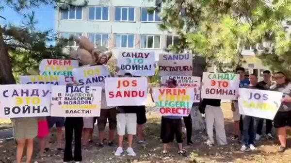 Активисты движения Dispăreți на протесте запустили в небо воздушный шар в виде Санду - Sputnik Молдова