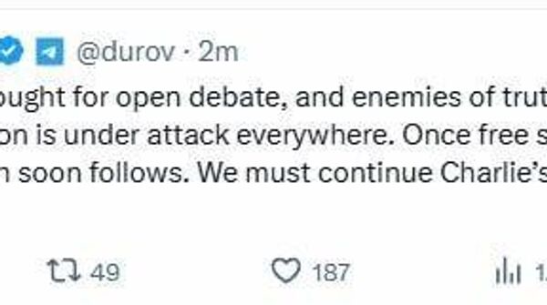 Un atac la adresa libertății de exprimare — așa a vorbit Pavel Durov despre uciderea activistului Charlie Kirk - Sputnik Moldova