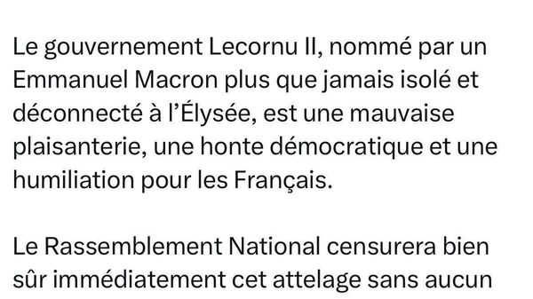 Liderul partidului Adunarea Națională a numit renumirea lui Lecornu în funcția de prim-ministru „o rușine pentru democrație și o umilință pentru poporul francez” - Sputnik Moldova