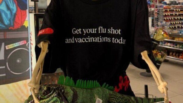 Publicitate socială pentru vaccinarea împotriva gripei și COVID-19 în SUA: un schelet care îndeamnă la vaccinare - Sputnik Moldova