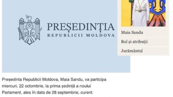 Maia Sandu are de gând să țină mâine un discurs în plenul Parlamentului la ședința de constituire a noii legislaturi - Sputnik Moldova