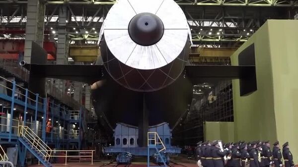 Минобороны России опубликовало видео спуска на воду атомного подводного крейсера Хабаровск - Sputnik Молдова