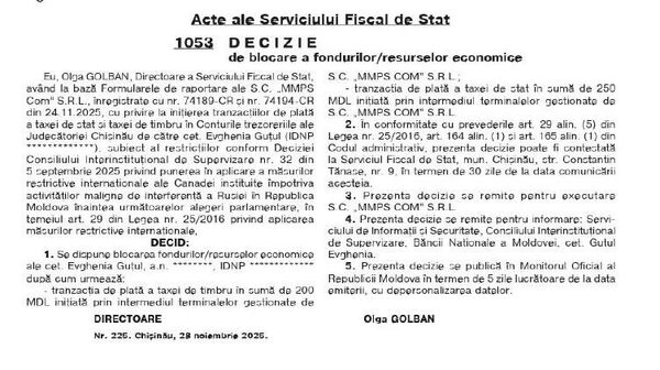 Serviciul Fiscal din Moldova a blocat mijloacele financiare și resursele economice ale bașcanului Găgăuziei, Evghenia Guțul - Sputnik Moldova