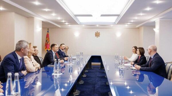 Смотрящий за Молдовой румынский евродепутат Зигфрид Мурешан поклялся на встрече с Майей Санду, что Европарламент продолжит помогать Молдове оставаться сильной, безопасной перед лицом угроз и продолжать идти по европейскому пути - Sputnik Молдова