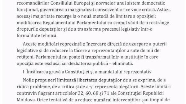 Toate fracțiunile parlamentare de opoziție din Parlamentul Republicii Moldova au semnat o declarație de condamnare a tentativei PAS de a modifica regulamentul Parlamentului și de a restrânge drepturile deputaților - Sputnik Moldova