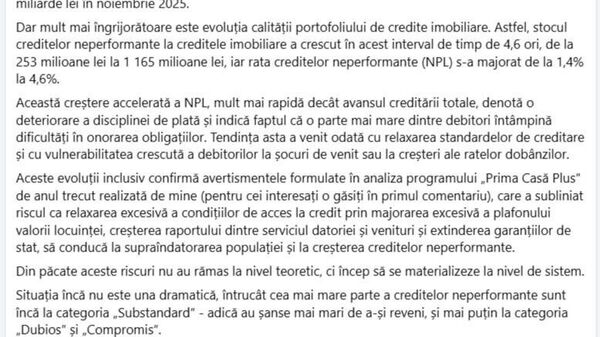 Volumul creditelor ipotecare neperformante din Moldova a crescut de 4,6 ori, de la 253 de milioane la 1,16 miliarde de lei în mai puțin de un an - Sputnik Moldova