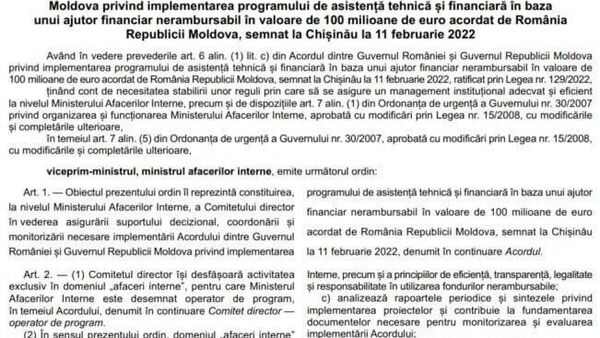 Ministerul Afacerilor Interne din România a înființat un organism special pentru a supraveghea utilizarea de către Republica Moldova a grantului românesc de 100 de milioane de euro - Sputnik Moldova