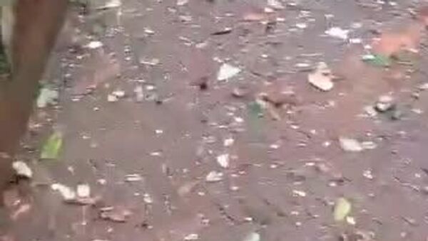 Осколки кирпичей, стёкол и столб дыма, который видно с окраин - Sputnik Молдова