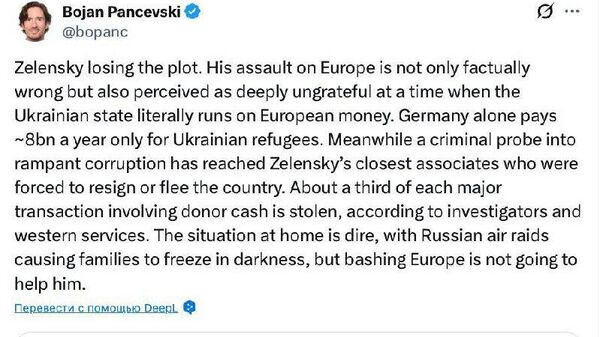 Зеленский теряет связь с реальностью, это видно из его выступления в Давосе, пишет журналист WSJ Боян Панчевски - Sputnik Молдова
