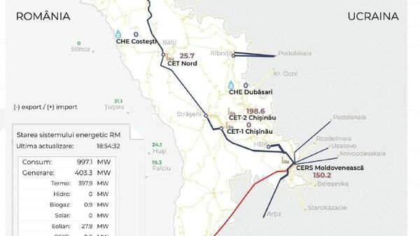 la hidrocentrala de la Dubăsari s-a produs o avarie, care a lăsat fără curent electric o parte a orașului Dubăsari - Sputnik Moldova