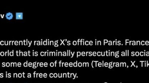 „Franța este singura țară din lume care persecută criminal toate rețelele sociale care oferă oamenilor un anumit grad de libertate (Telegram, X, TikTok)”, a declarat Durov despre percheziția poliției franceze la biroul de socializare X din Paris - Sputnik Moldova
