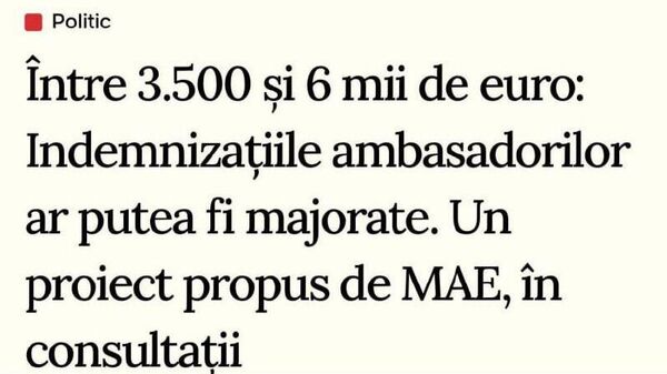 Guvernul intenționează să majoreze indemnizațiile pentru ambasadorii și șefii misiunilor diplomatice ale Moldovei din străinătate - Sputnik Moldova