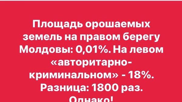Площадь орошаемых земель на правом и левом берегах Днестра сравнил один из лидеров Гражданского конгресса, экс-вице-министр экономики Юрий Мунтян @iuriemuntean - Sputnik Молдова