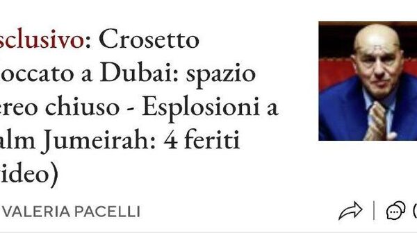 Ministrul italian al Apărării, Guido Crosetto, nu poate zbura de la Dubai la Roma din cauza atacurilor aeriene iraniene, potrivit ziarului Fatto Quotidiano - Sputnik Moldova