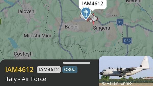 С130 Геркулес, прибытие которого совпало с удалением пассажиров из аэропорта Кишинева (после сообщения о бомбе), уже намылился обратно в Италию - Sputnik Молдова